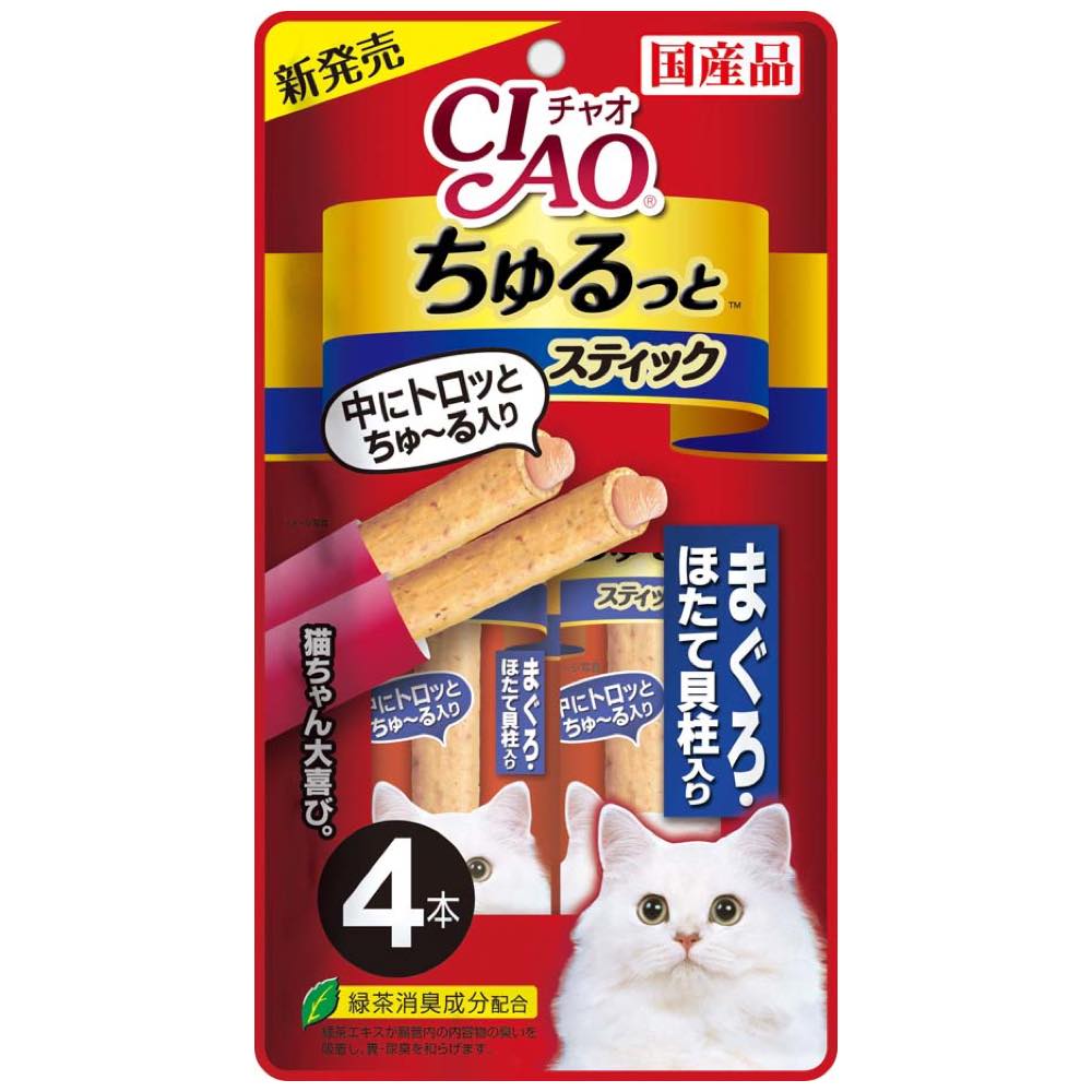 3 FOR $16.40: Ciao Churutto Tuna Maguro with Scallop Creamy Cat Treats 28g