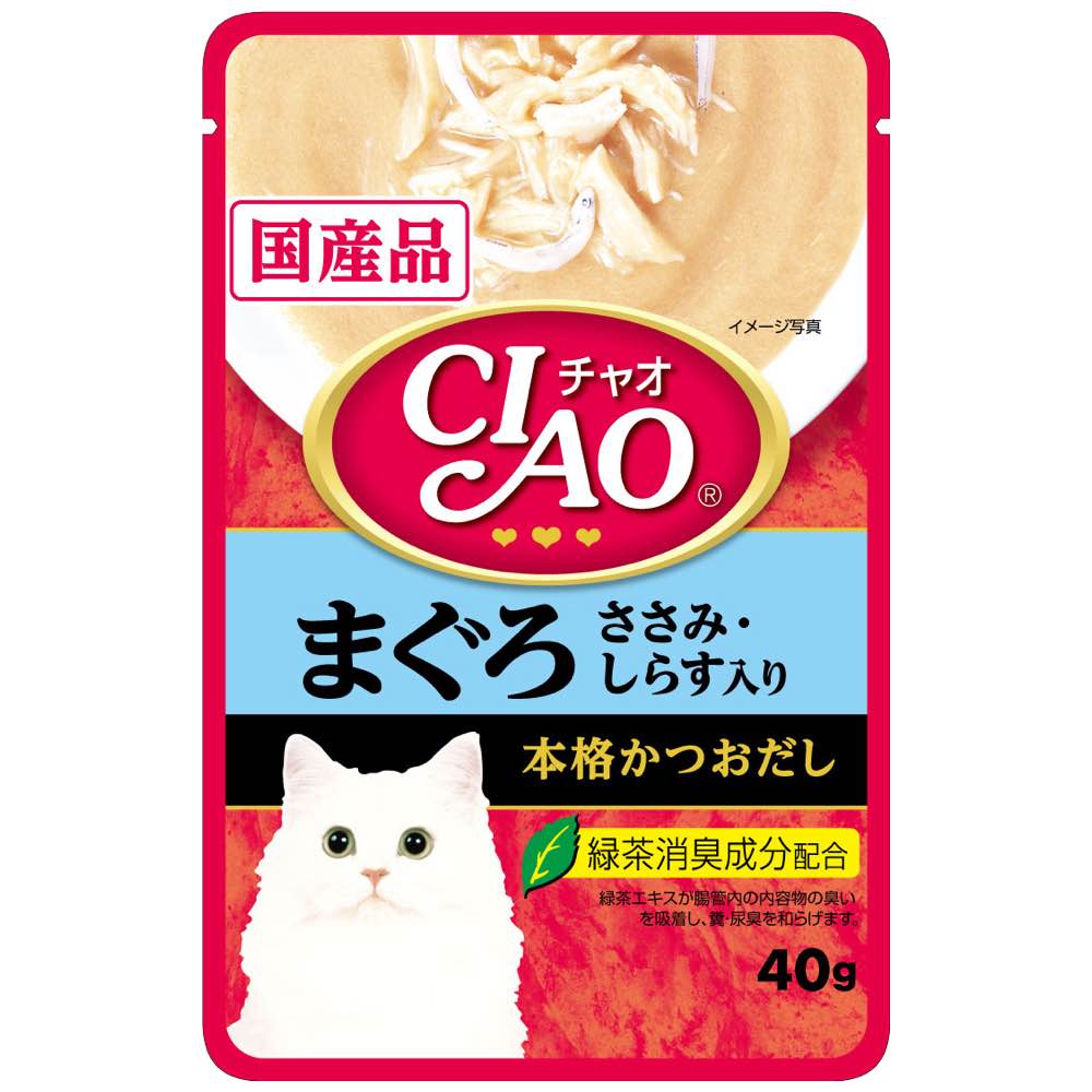 "10% OFF: Ciao Creamy Soup Tuna Maguro, Chicken Fillet & Shirasu Pouch Cat Food 40g x 16"