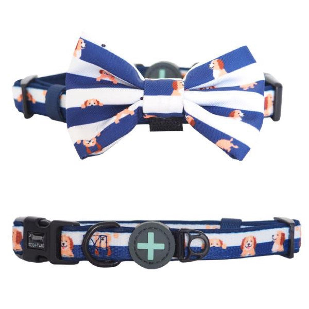 Moo+Twig Peek A Doo Removable Dog Collar and Bowtie