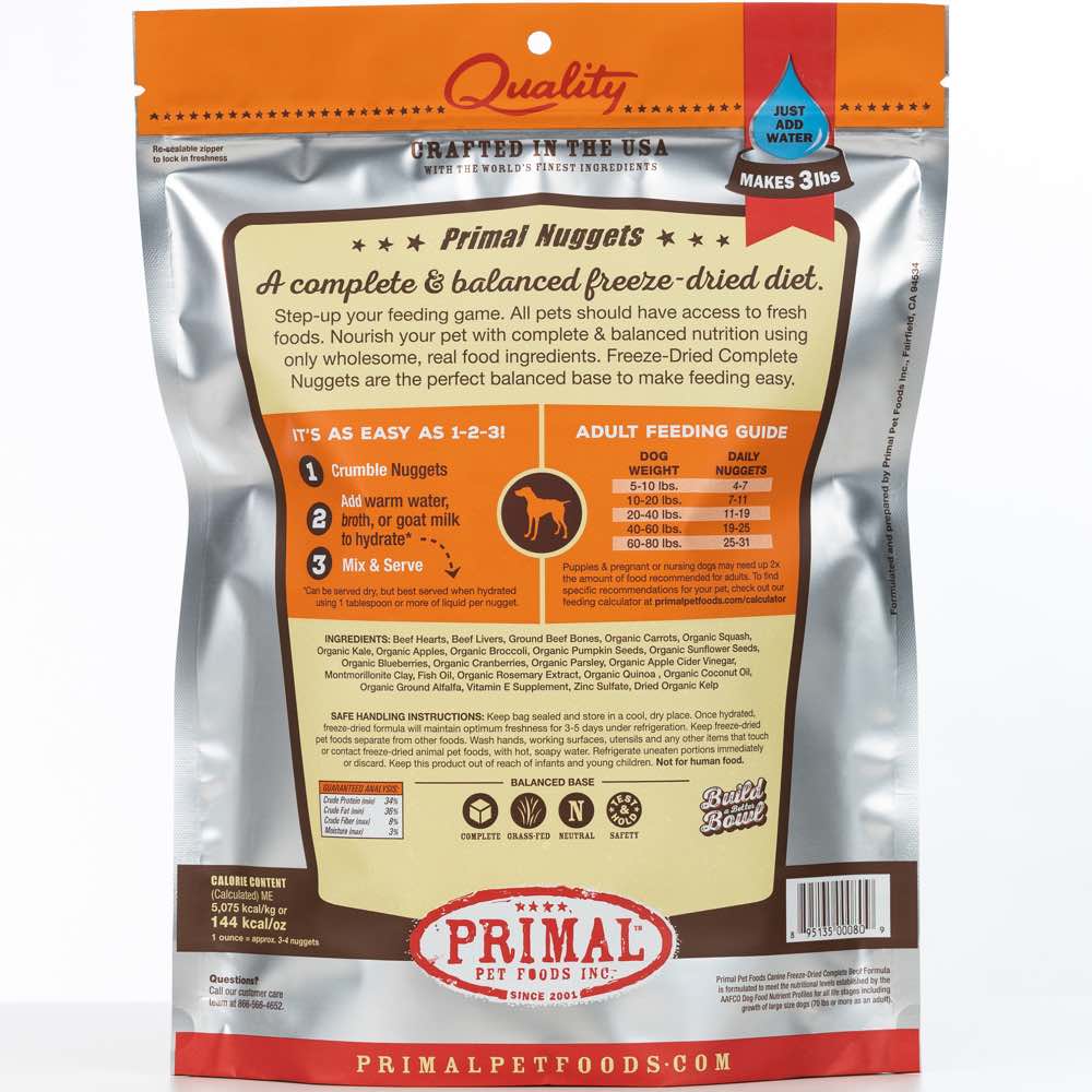 'BUNDLE DEAL': Primal Beef Formula Grain-Free Freeze-Dried Dog Food 14oz
