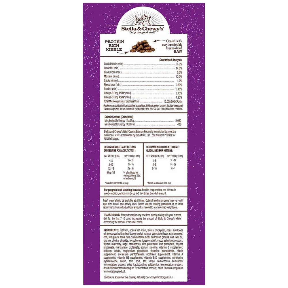 Stella & Chewy??s Freeze-Dried Raw Coated Kibble Salmon Grain-Free Dry Cat Food