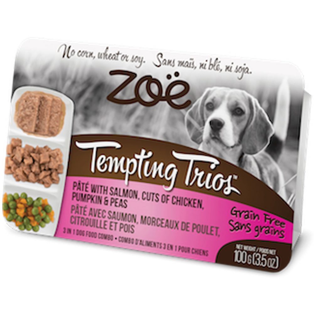 "Zoe Tempting Trios Salmon, Chicken, Pumpkin & Peas Grain-Free Wet Dog Food 100g"
