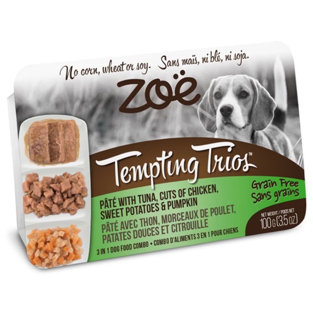 "Zoe Tempting Trios Tuna, Chicken, Sweet Potatoes & Pumpkin Grain-Free Wet Dog Food 100g"